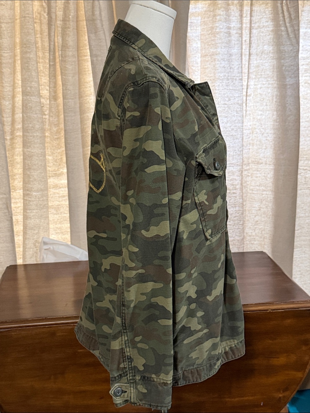 American Eagle Outfitters Olive Green Camo Field Jacket Nah to Love XL - Picture 3 of 11